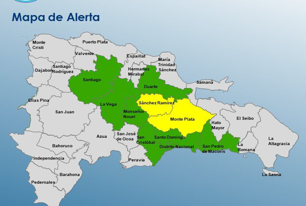 Dos provincias bajo alerta amarilla por posibles inundaciones; varias demarcaciones en alerta verde