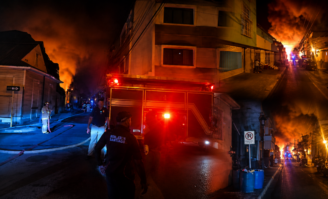 Vivienda Consumida por Incendio y Dos Afectadas en Santiago