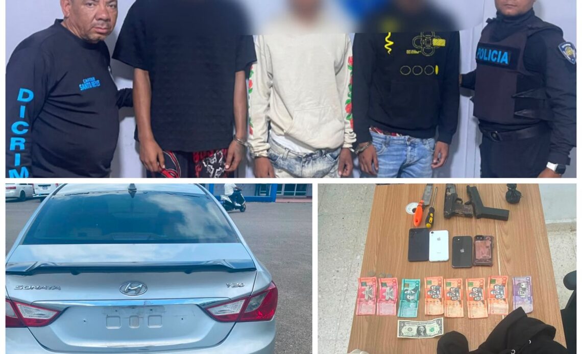 Capturados tres individuos con armamento y estupefacientes en Santiago; uno es adolescente