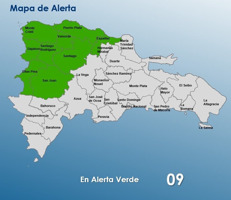 Nueve Provincias Dominicanas Bajo Alerta Verde por Vaguada y Otros Factores Climáticos