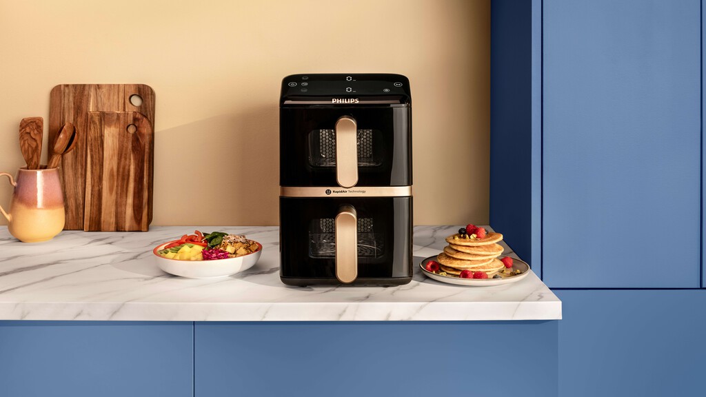 Philips Lanza Freidora de Aire Serie 4000: Doble Cesta y Diseño Compacto para Cocinas Pequeñas