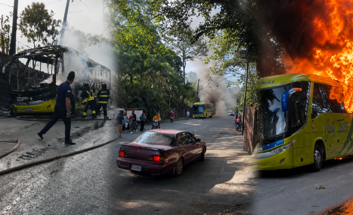 Nueve heridos en Jarabacoa tras la combustión de un autobús de Caribe Tours