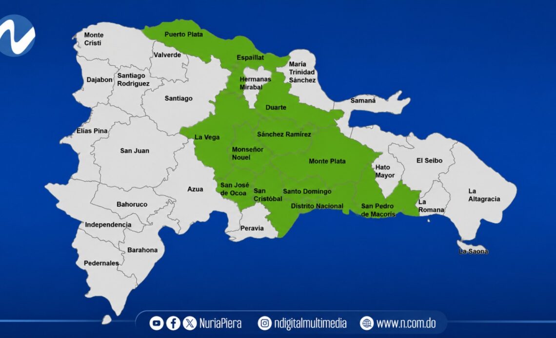 Incrementan la alerta por lluvias en 12 provincias y el Distrito Nacional