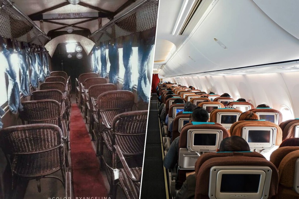 La sorprendente historia de los primeros asientos de avión: de sillas de mimbre a la seguridad actual