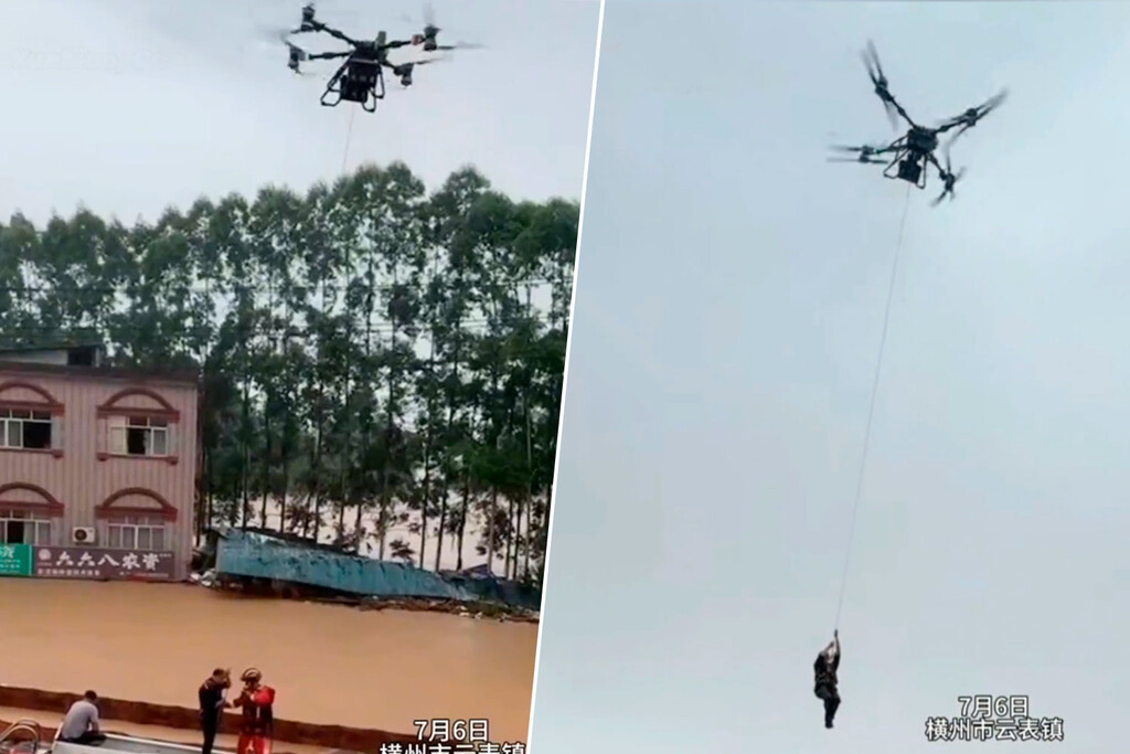 Dron de reparto DJI rescata a persona atrapada por inundaciones en China