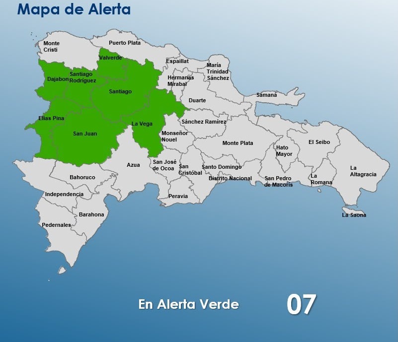 COE Reduce a Siete las Provincias en Alerta Verde por Vaguada