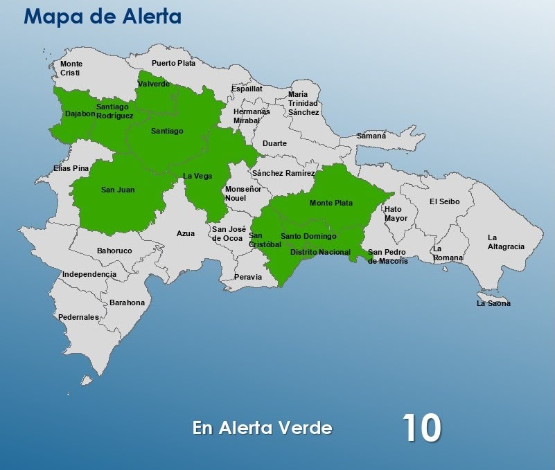 COE Sostiene Alerta Verde en Distrito Nacional y Nueve Provincias por Vaguada