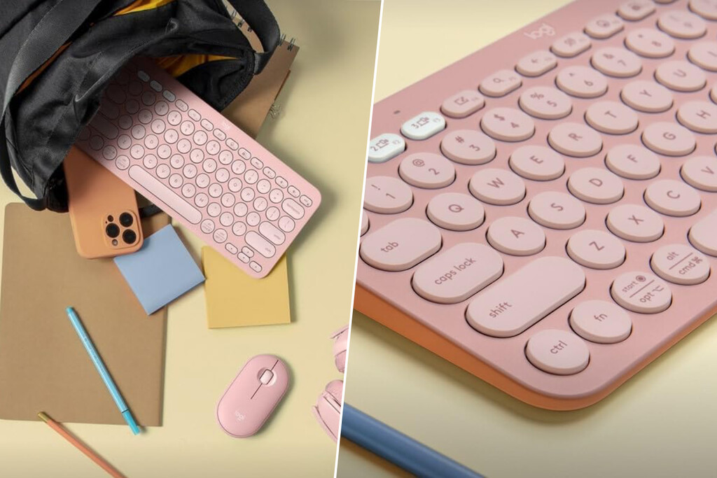 Renueva tu espacio de trabajo con el teclado Logitech Pebble Keys 2 K380s en rosa pastel