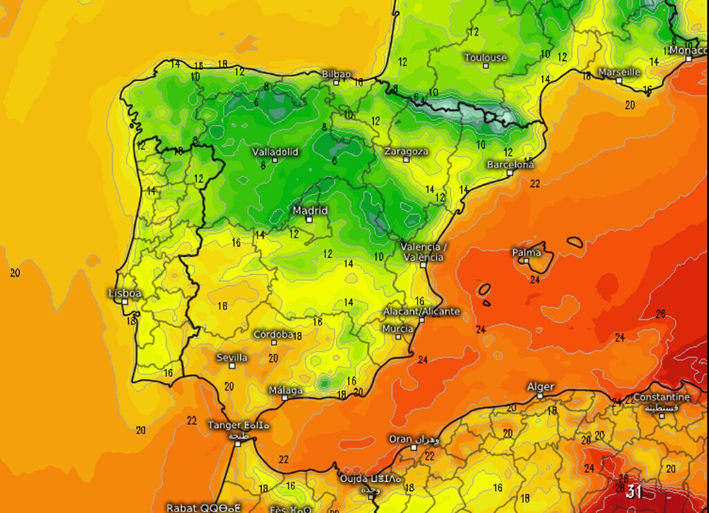 Importante descenso de temperaturas se avecina en España por un frente atlántico