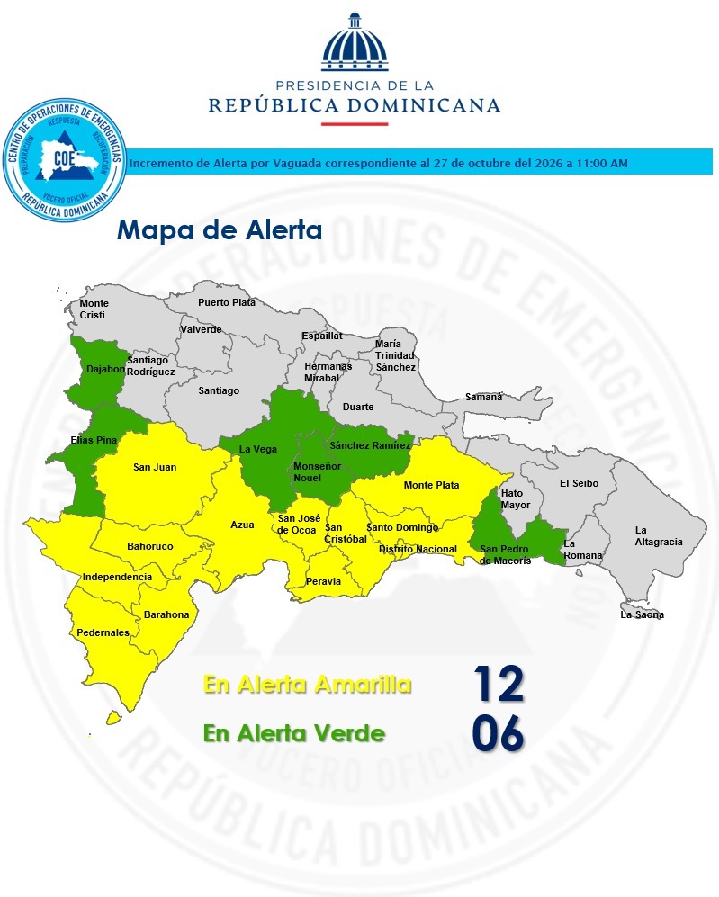 Incrementan a 18 las provincias en alerta por lluvias y confirman 28 sistemas de agua inoperativos