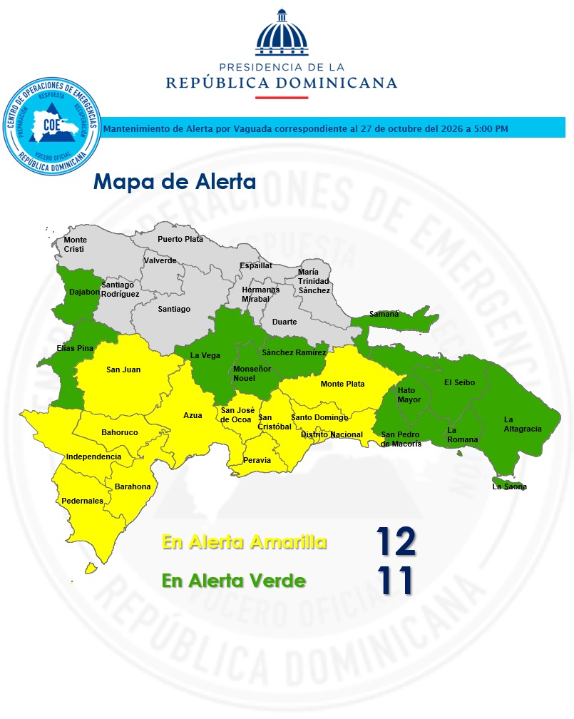 Centro de Operaciones de Emergencias Mantiene Alertas por Lluvias en Múltiples Provincias